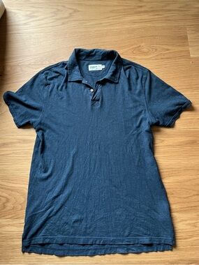 Wellen Men's Hemp Navy Polo Shirt size M